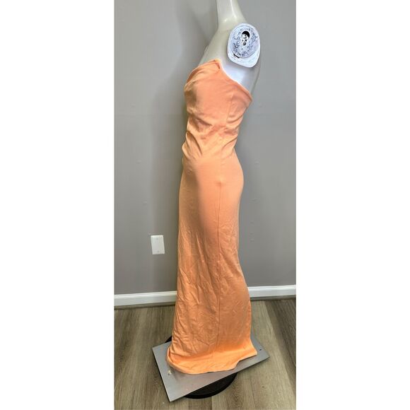 NWT Michael Costello x Revolve Strapless Back Slit Briggs Maxi Gown Peach Small - Picture 4 of 9